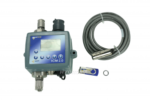 INLINE CONTAMINATION MONITOR WITH MOISTURE, TEMPERATURE, SCREEN, RELAYS, USB